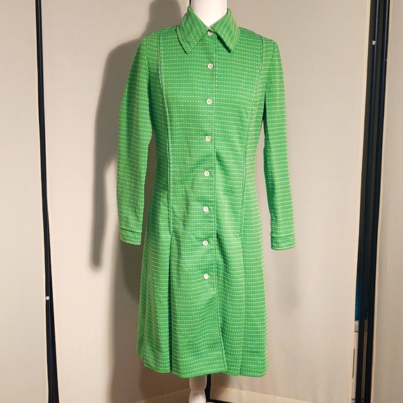 Vintage 60's Norman Wiatt Knits Button Down Shirt Dress - Sz. S - Picture 1 of 10